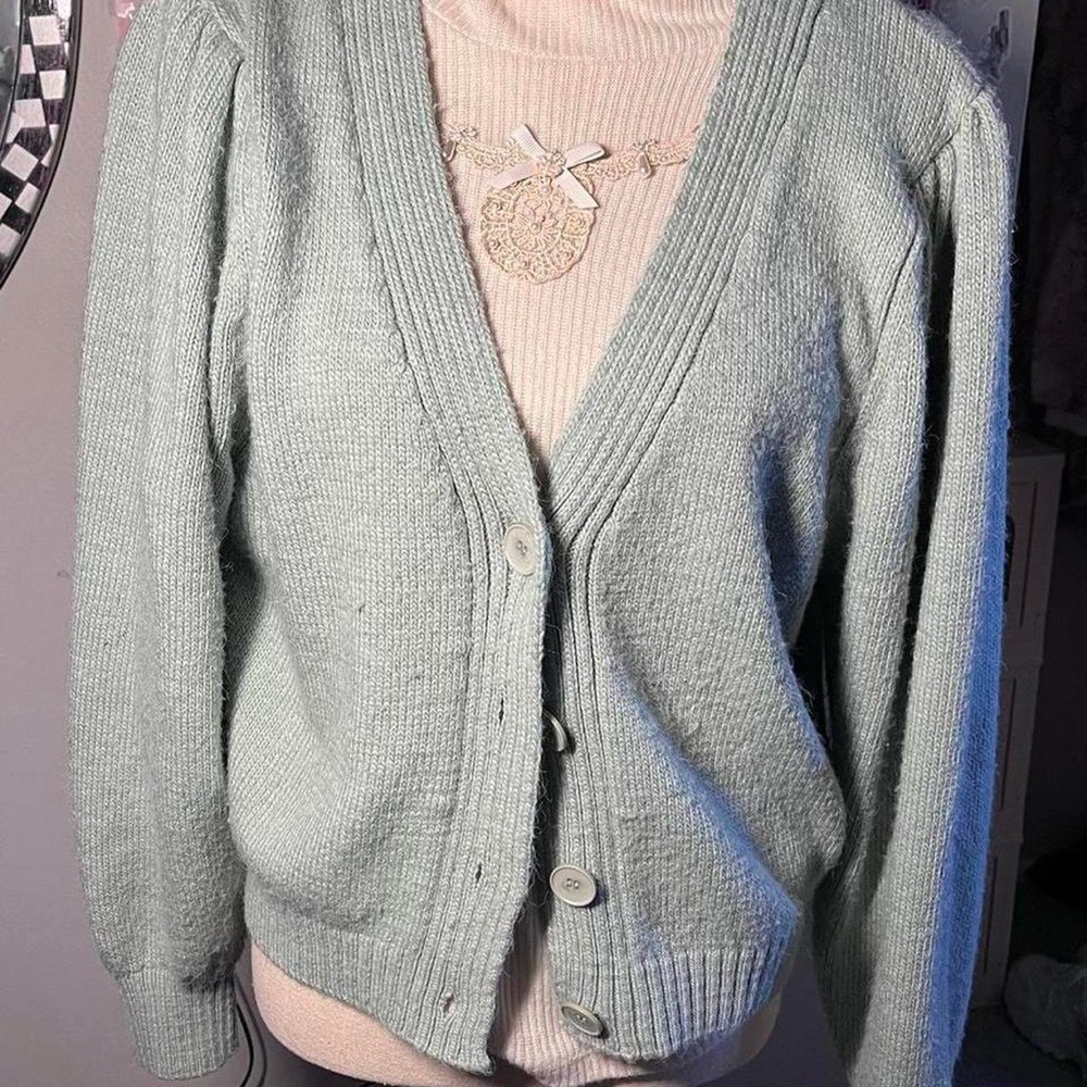 asos girly cottagecore mint green knit cardigan